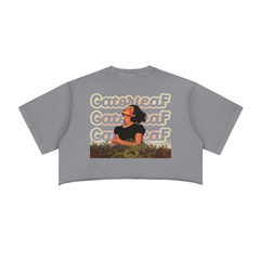 Kush Girl Crop Top Snow Washed Raw Edge Street Wear Cropped Tee
