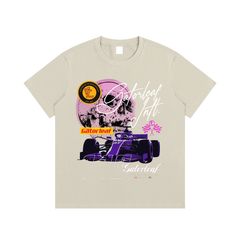 F1 Racing Skull T-Shirt Essential Cotton Street Wear Tee