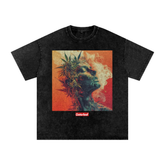 Bud Head Snow Washed Oversized Cotton T-Shirt Street Wear Tee