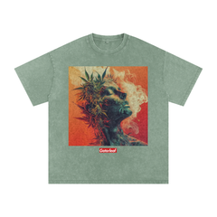 Bud Head Snow Washed Oversized Cotton T-Shirt Street Wear Tee