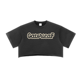 Kush Girl Crop Top Snow Washed Raw Edge Street Wear Cropped Tee