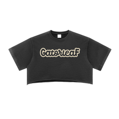 Kush Girl Crop Top Snow Washed Raw Edge Street Wear Cropped Tee