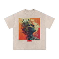 Bud Head Snow Washed Oversized Cotton T-Shirt Street Wear Tee