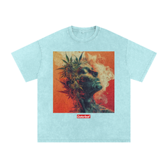 Bud Head Snow Washed Oversized Cotton T-Shirt Street Wear Tee