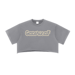 Kush Girl Crop Top Snow Washed Raw Edge Street Wear Cropped Tee