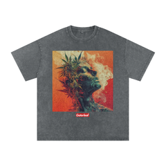 Bud Head Snow Washed Oversized Cotton T-Shirt Street Wear Tee