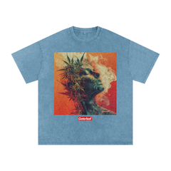 Bud Head Snow Washed Oversized Cotton T-Shirt Street Wear Tee