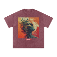 Bud Head Snow Washed Oversized Cotton T-Shirt Street Wear Tee