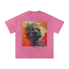 Bud Head Snow Washed Oversized Cotton T-Shirt Street Wear Tee