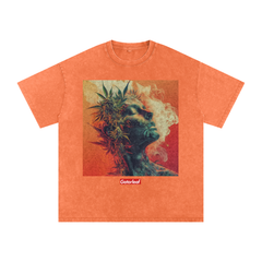 Bud Head Snow Washed Oversized Cotton T-Shirt Street Wear Tee