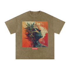 Bud Head Snow Washed Oversized Cotton T-Shirt Street Wear Tee