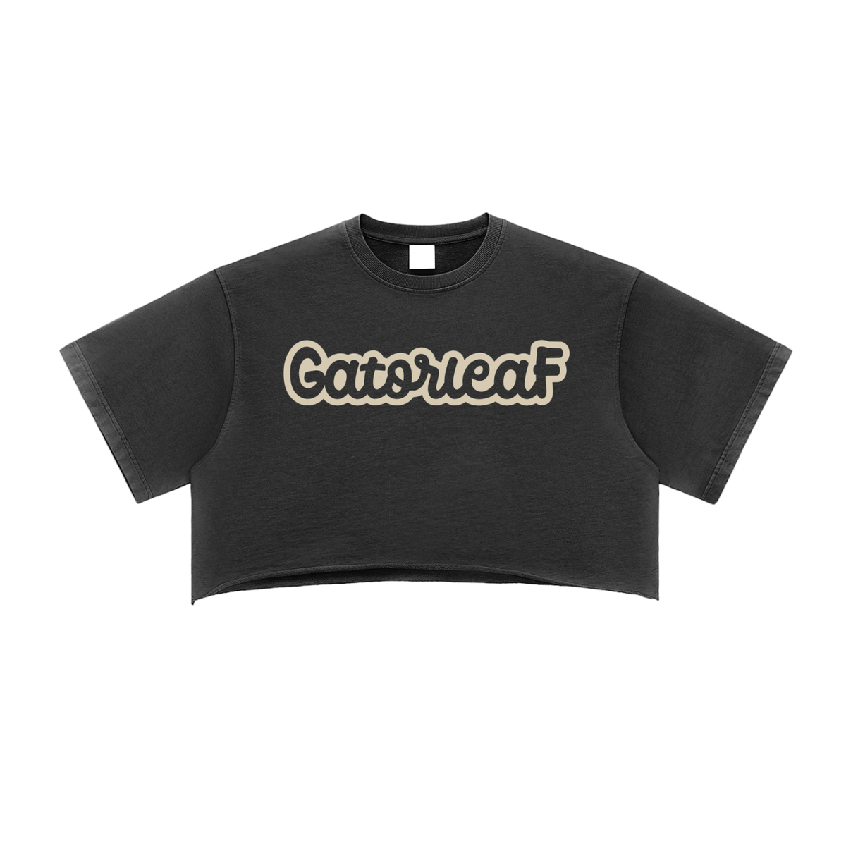 Kush Girl Crop Top Snow Washed Raw Edge Street Wear Cropped Tee