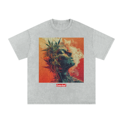 Bud Head Snow Washed Oversized Cotton T-Shirt Street Wear Tee